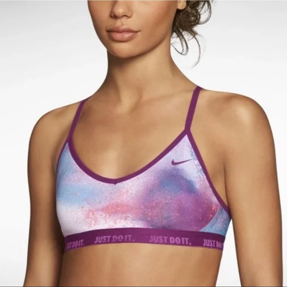 NWOT Nike Indy Icon Clash Light Support Pink Splatter Sports Bra
